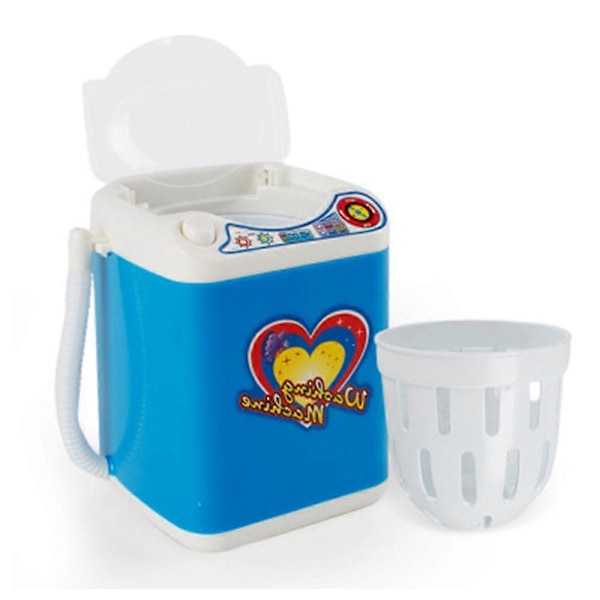 Mini Sminkborstrengörare Enhet Simulering Automatisk Rengörings Tvättmaskin för Svamp och Puderpuff Leksak Blue
