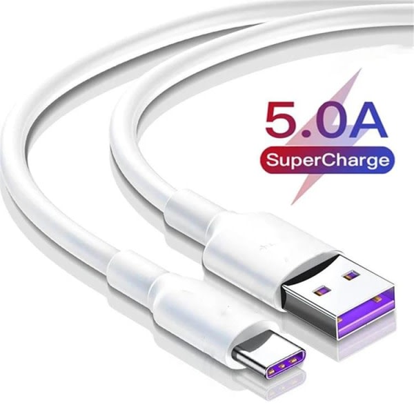 USB-A til USB-C-kabel Hurtiglading 2M - Hvit