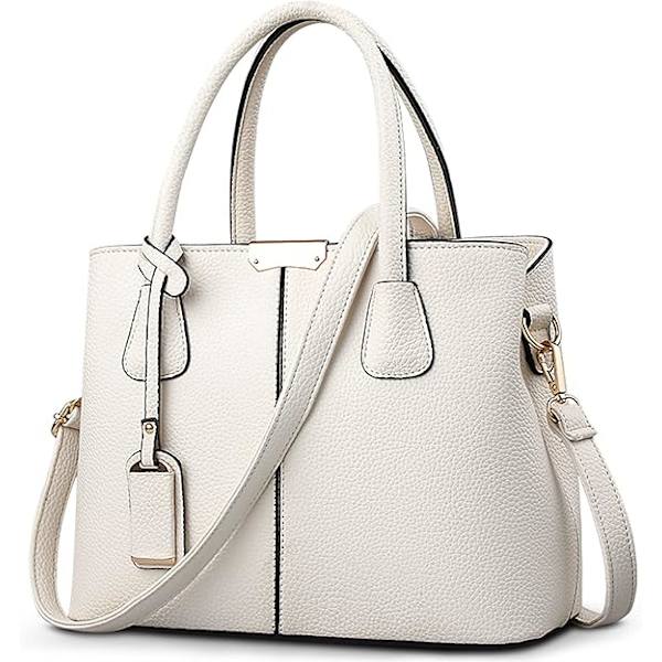 Casual Damhandväskor Crossbody Väskor Tygväskor för Kvinnor Damväska med Justerbar Axelrem Vattentätt PU-läder Blanco Crema