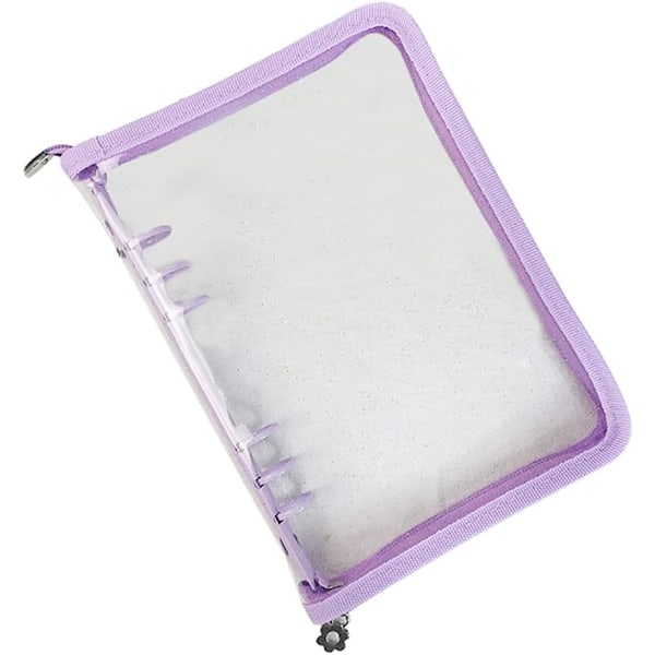 A6 Ringbinders Cover Transparent PVC Notebook Skall med lynlås Glitter Planner Binder Mapper Glimtende Budget Binder til kontanter Budget System Purple A6