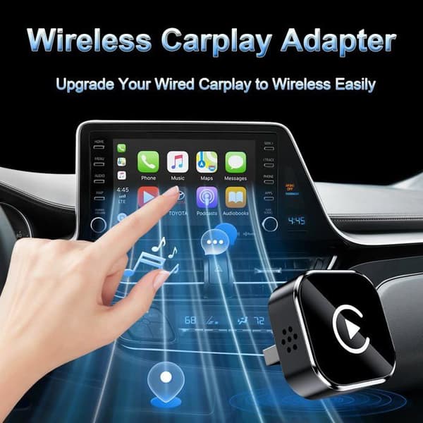 2-i-1 Trådløs CarPlay Adapter - Konverterer Kablet til Trådløs - Android Auto - Stabil