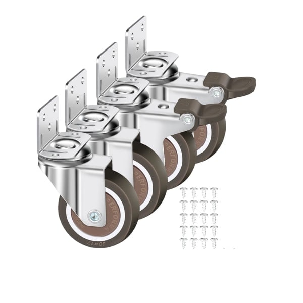 Set med 4 svängbara hjul 50 mm, 100 kg möbelhjul, L-typ Fu