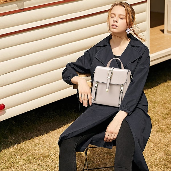 Liten Ryggsäck Dam Crossbody Väskor Mini Ryggsäck Söta Flickor PU Läder Vattentät Ryggsäck för Dagliga Resor Albaricoque