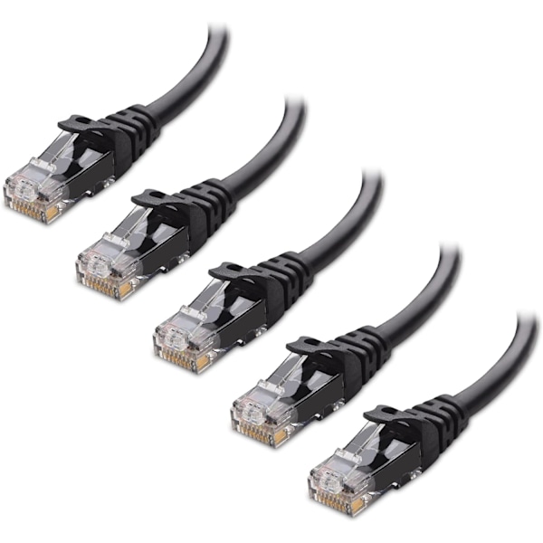 5-pack 10 Gbps Snagless Kort Cat6 Ethernet-kabel (Cat6-kabel, Cat 6-kabel) Black 2m