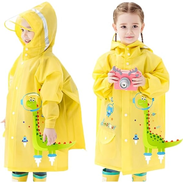 1 stk. Børne Regnjakker Regn Poncho Piger Drenge Regnjakke Vandafvisende Poncho Toddler Tegneserie Regn Tøj Genanvendelig med Bærbar Taske Yellow M