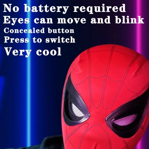 Hem Huvudbonader Cosplay Eye Movement Mask Spider-Man 1:1 Stretch Mask med fjärrkontroll