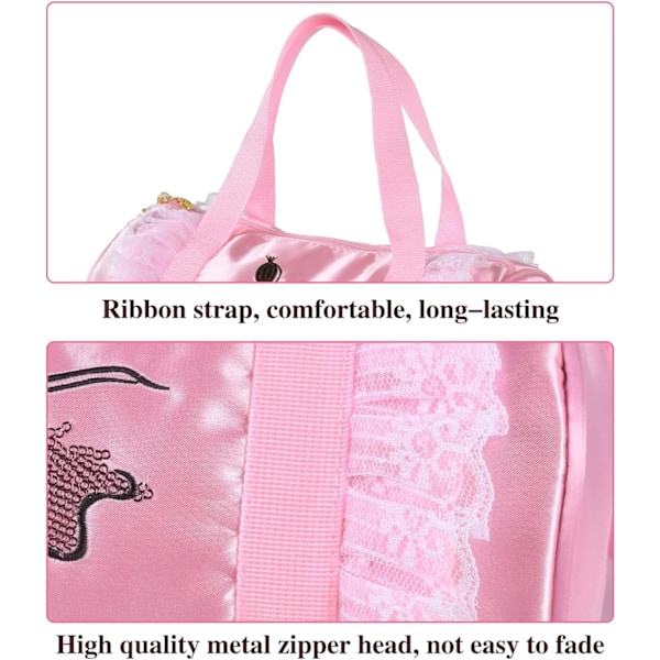 Pige Ballet Dansepose Pink Skuldertaske Crossbody Sportstaske Prinsesse Sko Dansetøj Opbevaring Håndtaske Tote Pink short yarn