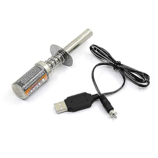 Nitro 1.2 V 1800mah Glødeplugg Starter Tenner USB-lader for RC Bil