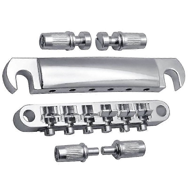Guitar Tune O-matic Bro og Stop Bars Halestykke Combo med Bolte Udskiftninger Silver