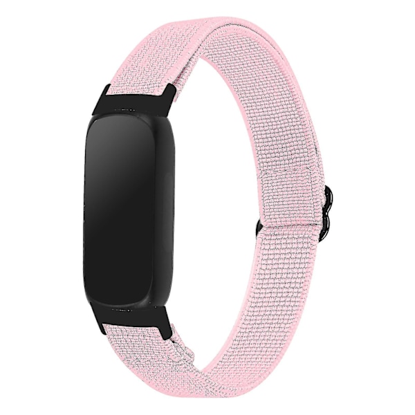 Elastiskt flätat nylonarmband för Fitbit Inspire 3, Solo Loop-ersättningsarmband med svart kontakt - Mörkgrön Pink