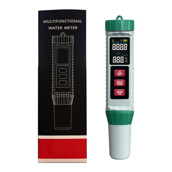 pH-meter (± 0,01), 5-i-1 pH, TDS, EC, salinitet, termometer, højpræcisions pool pH-tester med baggrundsbelyst LED-display