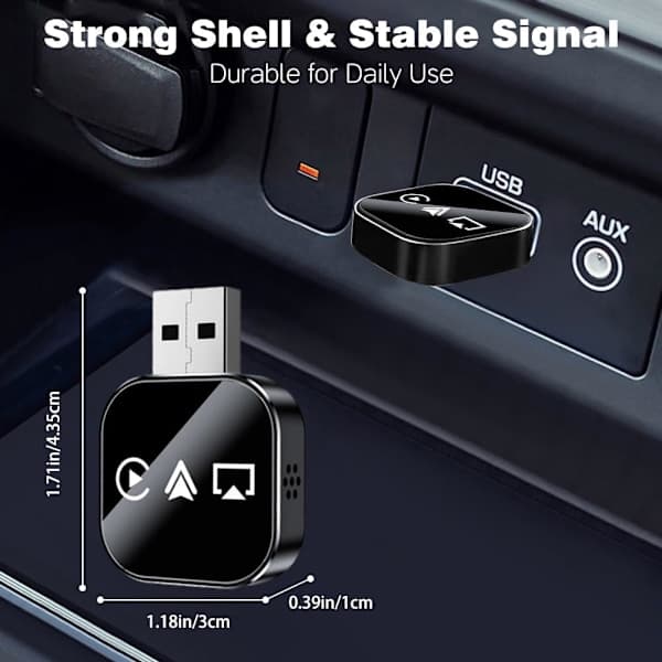 Opgraderet 3-i-1 Trådløs Carplay Mirror Link Adapter til iPhone/Apple/Android Telefon til Bilskærm, Automatisk Forbindelse black