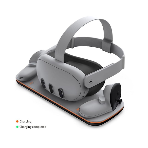 Laderstasjon for Meta Quest 3, Høyhastighets Lader for Meta Quest 3 VR-headset og Touch-kontrollere med RGB-lys