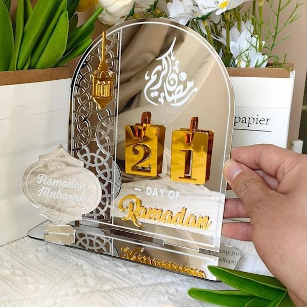 Ramadan Advent Calendar Akryyli 30 päivän Ramadan-joulukalenteri DIY Eid Mubarak -koristeet Ramadan-juhlat Islamilaiset muslimitarvikkeet-A