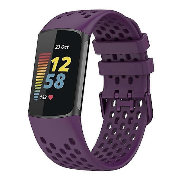 Blød silikone sportsudskiftningsurrem med åndbare huller til Fitbit Charge 6/5 Multicolor Style I