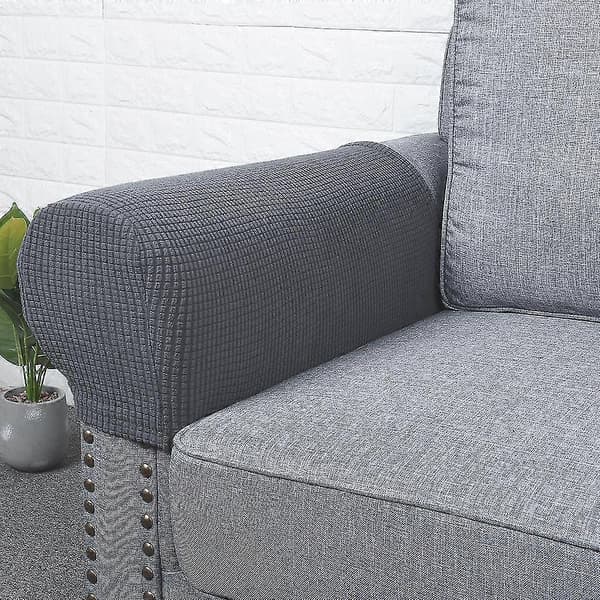 Sæt med 4 flonel møbelsofa armlænsbetræk beskyttere grå