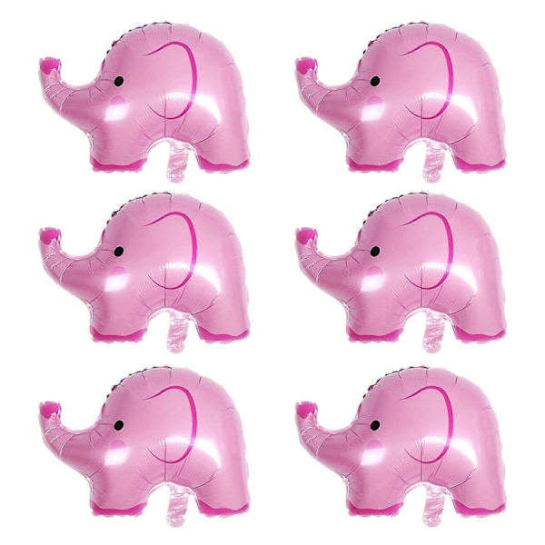 6 stk. Elefant Folieballoner Oppustelige Tegneserie Elefant Aluminium Film Ballon Dyr Tema Fest Pink 6pcs