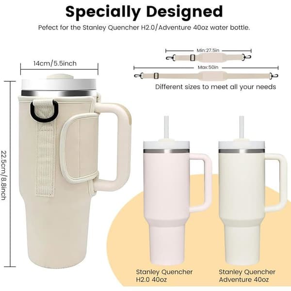 Vesipullon pidikelaukku Stanley-juomapullolle, pullonpidike hihnalla, lisävarustelaukku Stanley Cup 1,2L / 40oz -pullolle