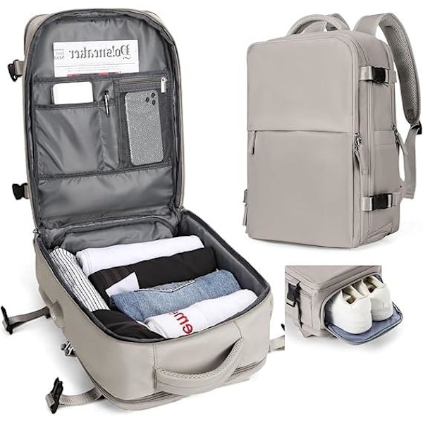 Ryanair Dame Reisevesker Håndbagasje Flyreise Koffert Kabin 45x36x20 Laptop Ryggsekk med USB-kabel Carmelo Kabin Ryggsekk for Par Purple