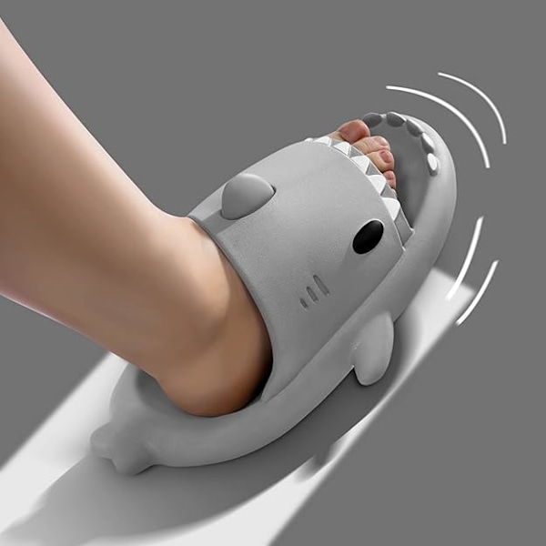 Hajtofflor för pojkar och flickor, Shark Flip Flops för män och kvinnor, Shark Slippers, Bekväma halkfria pool-hajsandaler med tjock sula för sommaren Gray 42/43