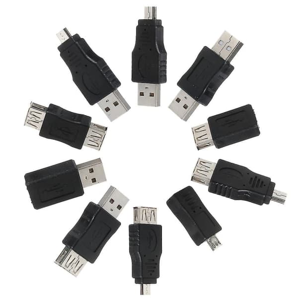 10 kpl Mini-muunnin USB-uros - naaras Micro USB -liitinjatkoadapteri