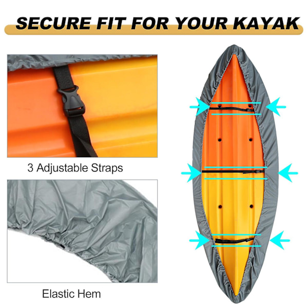 Kajaköverdrag Vattentätt UV-beständigt Kajaköverdrag Utomhus Kajakförvaring Dammskydd för Båt Kajak Kanot Dark grey M For kayak length 3.1