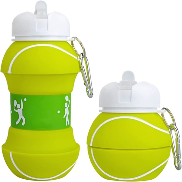 Kids Water Bottle Silicone Collapsible with Carabiner Clip Leak Proof 550ml, Drink Bottle for  Children Reusable Eco-friendly