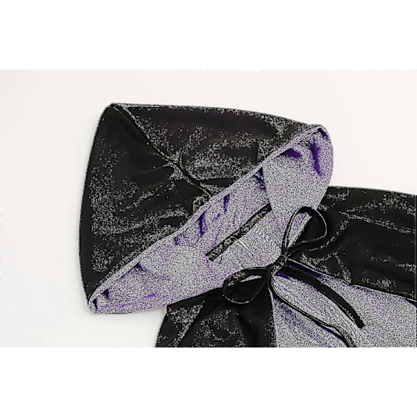 Vändbar Cape för Vuxna och Barn, Påsk Halloween Jul Mantel Maskerad Vampyr Häxa Trollkarl Rollspel Cape Black Purple 140cm