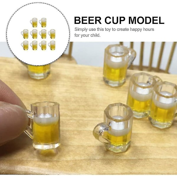 10 stk. Mini Ølkrus Shotglass 1:12 Små Ølkrus Miniatyr Ølsmakingsglass For Leke Lek Læring Pedagogisk Leketøy Dukkehus Dekor