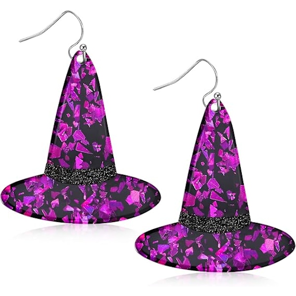 Witch Wizard Hat Drop Halloween Earrings Witches Hat Earrings Witch Hat Halloween Themed Graphic Dangle Earrings