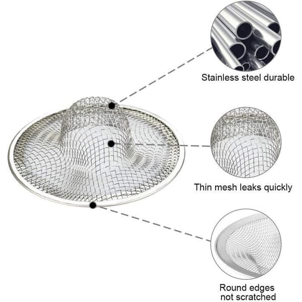 Sæt med 3 vaskesier i rustfrit stål, anti-tilstopning køkkenvask rist afløbsfilter, si (7 cm diameter)