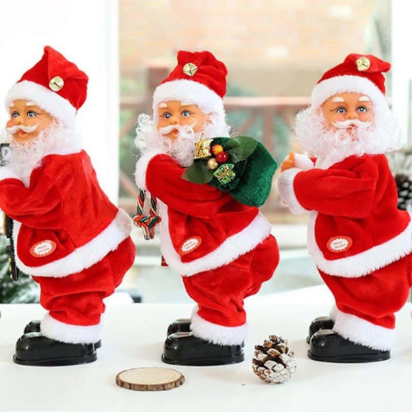 Elektrisk Julenisse Twerking Eldre Dukke Rumpe Ristende Julefigur Dansende Julemusikk Leke for Festutstyr Juledekor Qinghai B