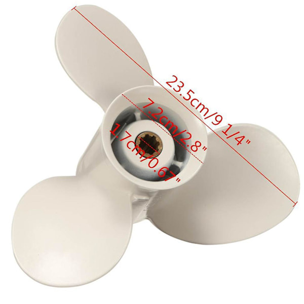 Til 9,9-15 hk 63v-45945-10-el 9-1/4 X 9 Aluminium Marine Udvendings Propeller 8 Spline Tand 3 Bl