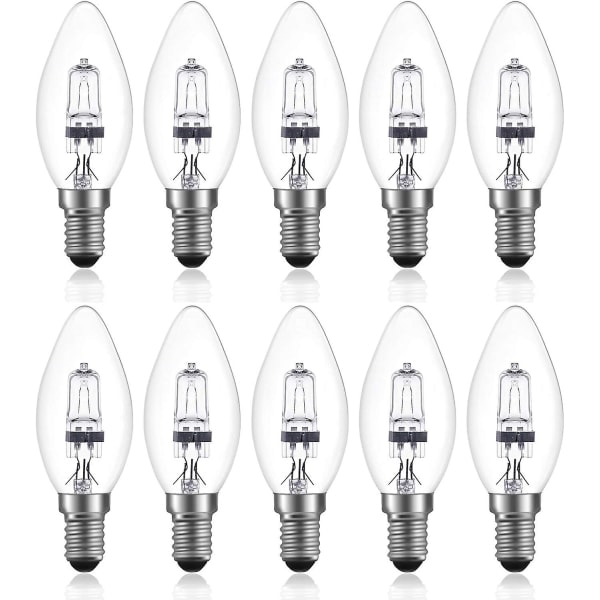 42W E14 C35 Dæmpbar Halogenpære AC 220-240V Varm Hvid 2700K E14 Transparent Halogenpære (10 stk.) (FMY)