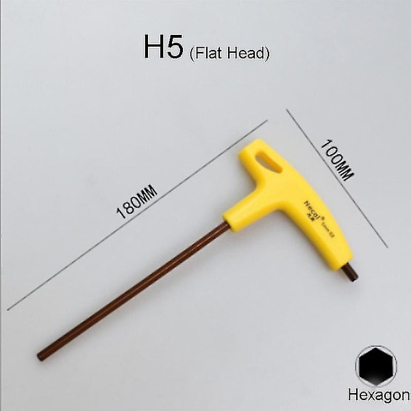 Ekstra Lang Arm T-håndtak Sekskantnøkkel 400mm Flat/kulehode Sekskant Skrutrekker Dobbel-ende Allen H5 short Flat Head