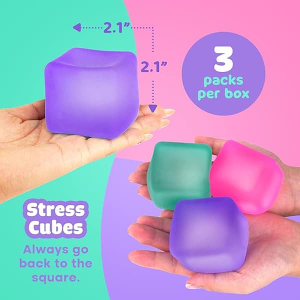 Squishy Sensor Fit Squeeze Cube – Gelfylld Elastisk Klämboll, Mjuk Glassboll med Långsam Återhämtning, Stressavlastande Leksak PURPLE Flow pattern block 3cm