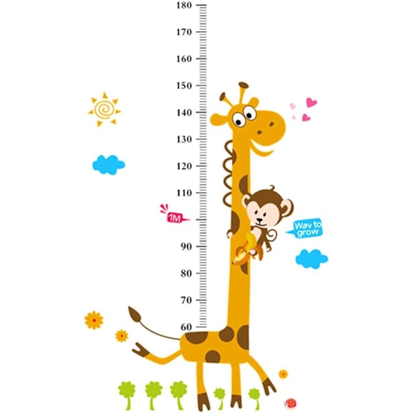 Child Growth Height Chart, Decorative Wall Sticker Removable Giraffe Height Measure Wall Decal kids