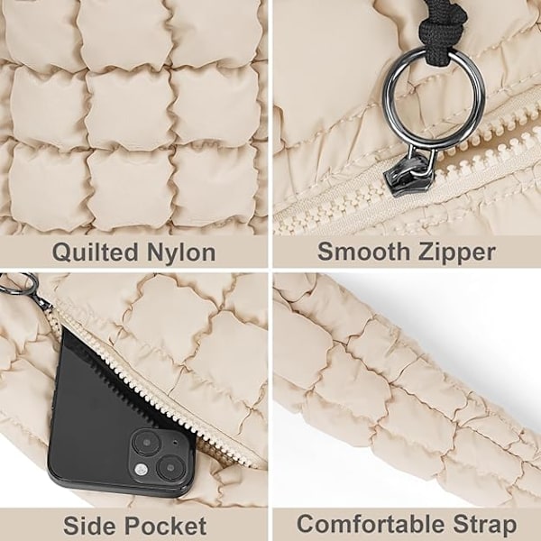 Quiltad väska för kvinnor, stor quiltad väska för kvinnor, crossbody-väska i bomull, quiltad axelväska 01-blanco