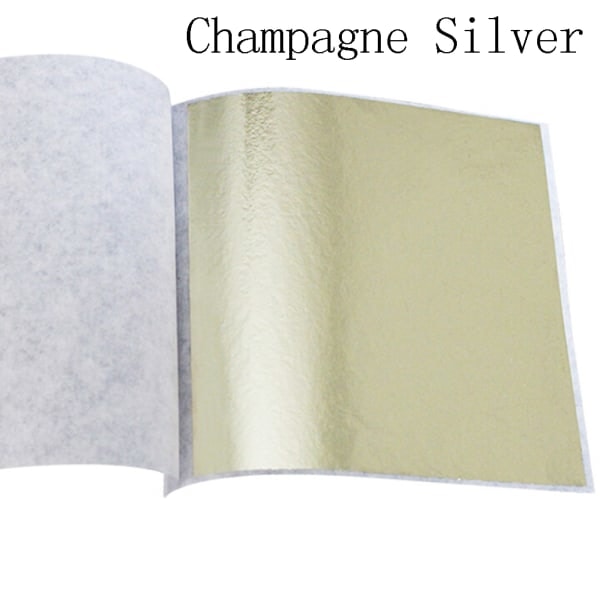 100 ark Guldfolie Blad Förgyllning Hantverk Papper Champagne Silver Champagne Silver