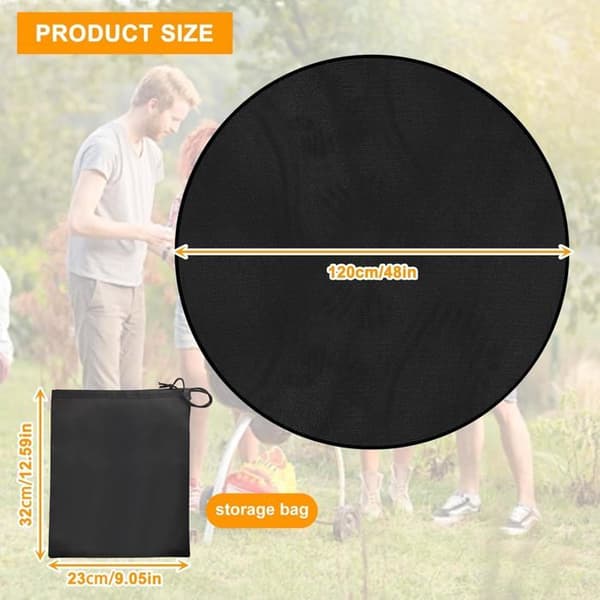 Rund brandsäker matta 120 cm - Golvskydd för utomhusbruk - Glasfiber och silikon - För grill och eldstad