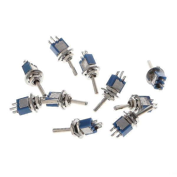 10kpl AC 250V/1.5A 125V/3A Spdt 3-Napainen On/on 2-Asentoinen Mini Kippikytkin Sininen