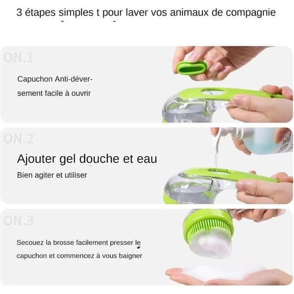 Hundevaskebørste, hundebadebørste - Shampoo børste med sæbedispenser til kæledyr