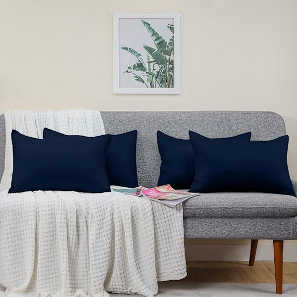 Tyynynpäälliset 4 kpl - Normaali koko 50x75 cm - 100% Harjattu Mikrokuitu Tynynpäälliset Kirjekuorilukolla - Ryppy-, Haalistumis- ja Tahrankestäviä Tynynpäälliset Navy blue 50 X 75 (Pack of 4)