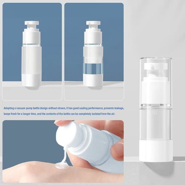 Tom pumpflaska - 6, transparent, 15 ml - Luftfri kosmetisk kräm - Påfyllningsbar trattdispenser