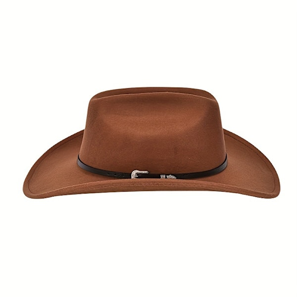 Western Cowboy Hat til Mænd og Kvinder Klassisk Roll Up Fedora Hat med Spænde Bælte (Størrelse: Medium) Khaki