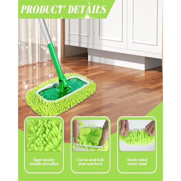 4 stk. mikrofiber moppeklude til Swiffer Sweeper Moppe Refill Dampmoppe, vådservietter, genanvendelige vaskbare moppepuder til flisegulve