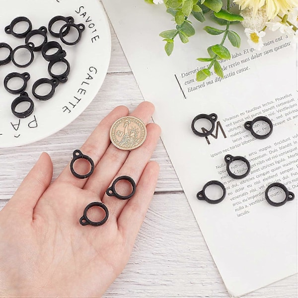 20 STK Anti-Tab Silikone Gummi Ringe 13mm Diameter Sort Anti-Tab O Ringe Multipurpose Halskæde Lanyard Udskiftning Vedhæng Bæresæt DIY