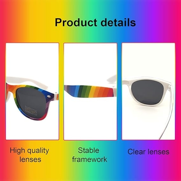 Regnbågsfärgade solglasögon för kvinnor och män för vardagsbruk och festivaler Pride-fest regnbågsfest parader