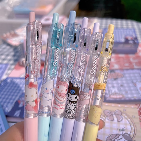 6 stk Anime Gel Pen Kawaii Cartoon Press Pen Student Børn St