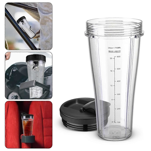Reservedele til Ninja blender SS101 24 Oz blandekop med lækagesikre låg Tyndt bunddesign BPA-fri blandekop til SS100 SS101 SS300 SS351 SS4